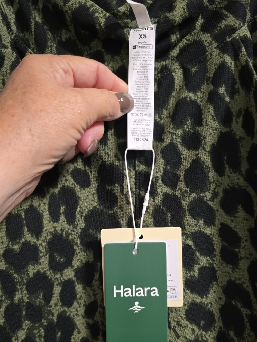 HALARA Leopard-Print Wide Leg Pants - Green & Black, NWT! - Picture 5 of 9